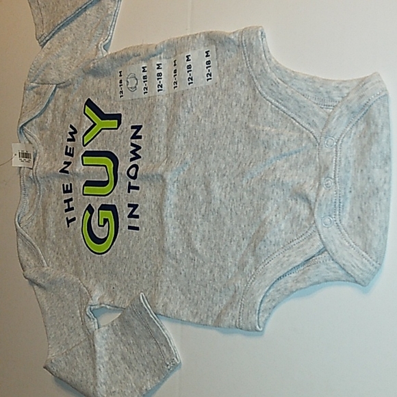 NWT OLD NAVY Boys "New Guy in Town" Long Sleeve Bodysuit 12-18mo - Picture 3 of 8